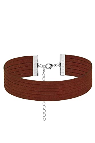 MERSADA Choker Halsband Leder Wildleder Statement Damen Schmuck Halsschmuck (braun) von MERSADA