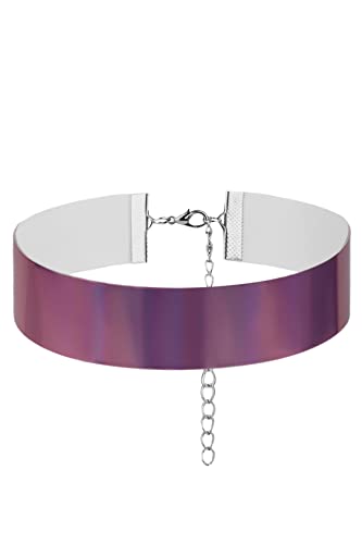 MERSADA Choker Halsband Vinyl Regenbogen-Effekt holographisch Statement Damen Schmuck Halsschmuck von MERSADA