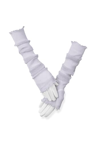 MERSADA Handschuhe ohne Finger Handstulpen Fäustlinge Damen fingerlose glänzende Handschuhe (50cm, hellgrau) von MERSADA