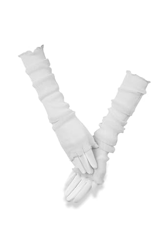 MERSADA Handschuhe ohne Finger Handstulpen Fäustlinge Damen fingerlose glänzende Handschuhe (53cm, hellgrau2) von MERSADA