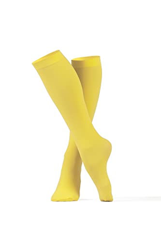 MERSADA Kniestrümpfe Damen Halbstrümpfe Mädchen Stretchy höhe Strümpfe blickdicht rutschfrei (DE/NL/SE/PL, Alphanumerisch, Einheitsgröße, Regular, Regular, gelb) von MERSADA