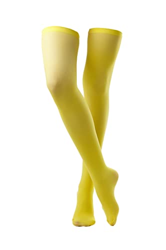 MERSADA Strümpfe höhe Damen Stretchy blickdichte Überkniestrümpfe Overknee Strümpfe (DE/NL/SE/PL, Alphanumerisch, Einheitsgröße, Regular, Regular, gelb) von MERSADA