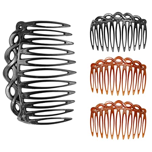 4 Stücke Steckkamm Haar Kämmchen Rutschen Schildkröte Glatte Seiten Kamm Satz 23 Zähne, Kunststoff für Feines Haarzubehör, Frauen und Mädchen von MERVYNGLYNNHUNTER