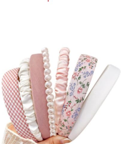 Haarreifen Damen Breit Set Verschiedene Modelle Perlen Stirnband, Breiter Rutschfest Blumen Stirnbänder Mit Haarspange, Gepolsterte Haarreif Vintage Haarschmuck für Mädchen von MERVYNGLYNNHUNTER