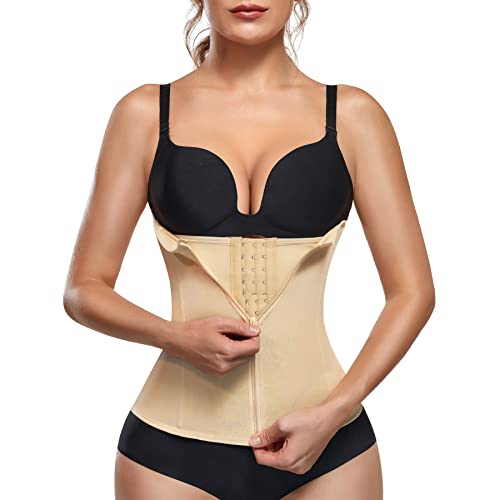 MERYOSZ Taillenmieder für Frauen mit Reißverschluss, Taillentrainer, Shapewear aus Netzstoff, Bodyshaper, Korsett in Übergröße für Bauchkontrolle - Beige - Small von MERYOSZ