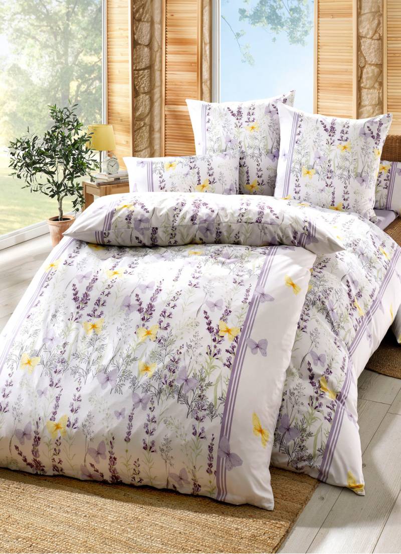 Bettwäsche-Garnitur mit farbenfroher Lavendelwiese, Größe 912 (10-teiliges Sparset), Lila von MESANA