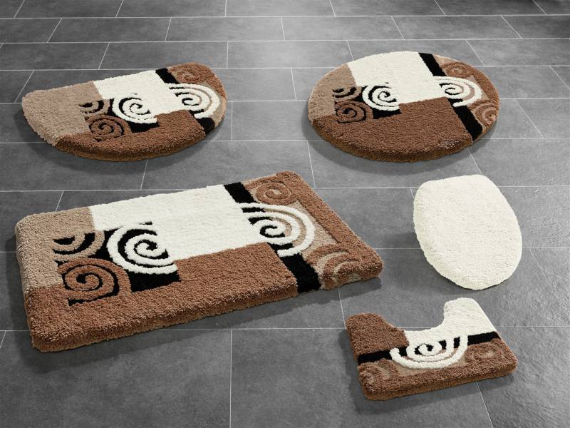 Flauschige Badgarnitur in weicher Microfaser-Qualität, Größe 109 (Hänge-WC-Vorleger, 50/ 55 cm), Beige von MESANA