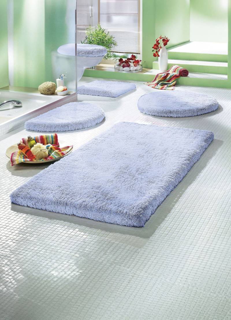 Mesana Badgarnitur mit rutschhemmender Rückseite, Größe 108 (Stand-WC-Vorleger 50/ 55 cm), Hellblau von MESANA