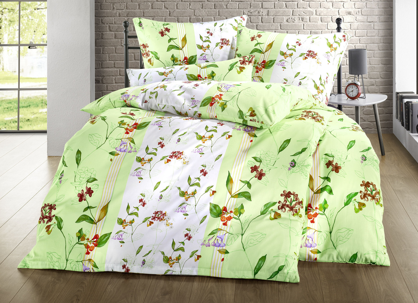 Satin Bettwäsche-Garnitur von Mesana, Größe 115 (80/80 cm + 155/220 cm), Grün von MESANA