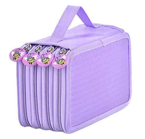 MESHIKAIER 72 Slots Super Große Kapazität Federmäppchen aus Segeltuch 4 Schichten Federmappe Federtasche Schüleretui Bleistift-Beutel (Lila #1) von MESHIKAIER