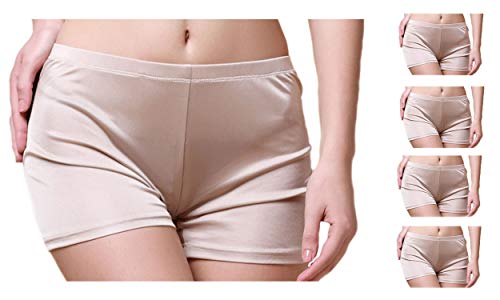 MESHIKAIER Damen Nahtlos Seide Taillenslips Damen Weich Boxer Slip Panties Hipsters Unterhose (5 Pack(Beige), X-Large) von MESHIKAIER