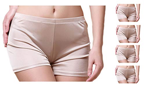 MESHIKAIER Damen Nahtlos Seide Taillenslips Damen Weich Boxer Slip Panties Hipsters Unterhose (5 Pack(Beige), XX-Large) von MESHIKAIER