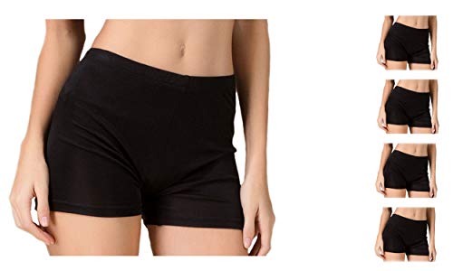 MESHIKAIER Damen Nahtlos Seide Taillenslips Damen Weich Boxer Slip Panties Hipsters Unterhose (5 Pack(Schwarz), Medium) von MESHIKAIER