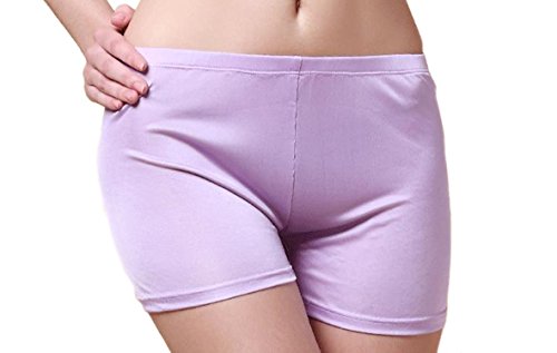 MESHIKAIER Damen Nahtlos Seide Taillenslips Damen Weich Boxer Slip Panties Hipsters Unterhose (Lila, M) von MESHIKAIER