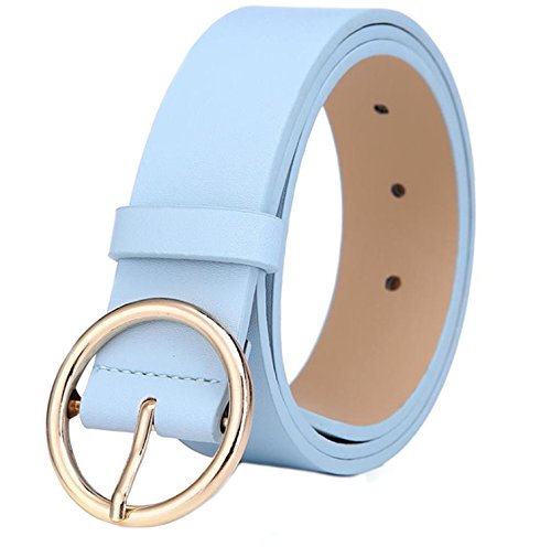 MESHIKAIER Damen mode PU Leder Gürtel Taillengürtel Hüftgürtel Casual Waist Belt mit Metallisch Schnalle (Blau) von MESHIKAIER