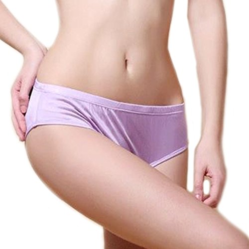 MESHIKAIER Elegant Damen Seide Taillenslips Damen Nahtlos Weich Unterhose Slip Panties Hipsters (Lila, L) von MESHIKAIER