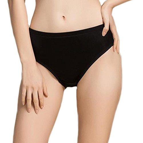 MESHIKAIER Elegant Damen Seide Taillenslips Damen Nahtlos Weich Unterhose Slip Panties Hipsters (Schwarz, L) von MESHIKAIER