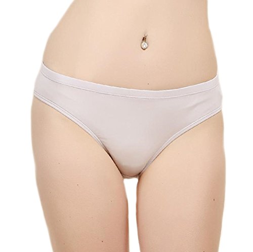 MESHIKAIER Elegant Damen Seide Taillenslips Damen Nahtlos Weich Unterhose Slip Panties Hipsters (Silber Grau, XL) von MESHIKAIER