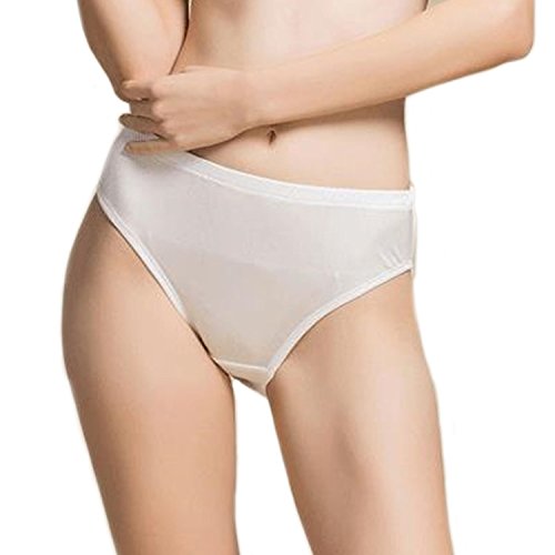 MESHIKAIER Elegant Damen Seide Taillenslips Damen Nahtlos Weich Unterhose Slip Panties Hipsters (Weiß, L) von MESHIKAIER