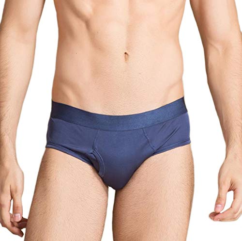 MESHIKAIER Herren 100% Seide Slip Elastisch Unterhose Unterwäsche Atmungsaktiv und Komfortabel (Label Size XXL: DE52-54(DE Size L), Blau) von MESHIKAIER
