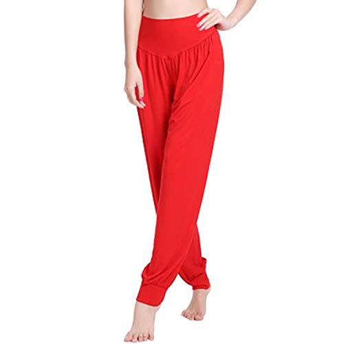 MESHIKAIER Super weiche Damen Haremshose Pluderhose Pumphose Yoga Hose Sport Hose f¨¹r 4 Jahreszeiten (XXL, Rot) von MESHIKAIER