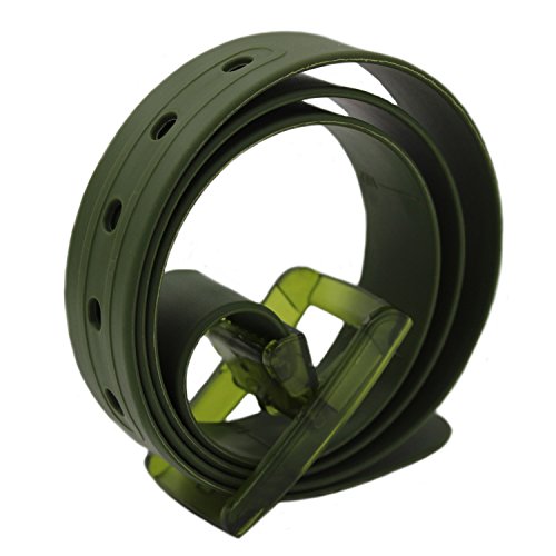 MESHIKAIER Unisex Casual Gürtel aus Silikon Damen Herren Silikon Gürtel + Kunststoff Schnalle (Armee Grün) von MESHIKAIER