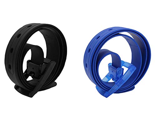 MESHIKAIER Unisex Casual Gürtel aus Silikon Damen Herren Silikon Gürtel + Kunststoff Schnalle (Schwarz+Dark Blau) von MESHIKAIER