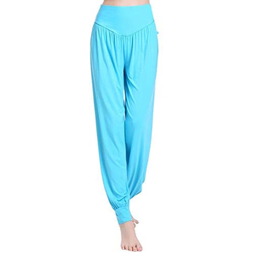 MESHIKAIER Super weiche Haremshose für Damen, Modal, Yogahose, Haremshose, Pumphose für Sport, Jogging, Tanz, elastisch und dehnbar, hellblau, Large von MESHIKAIER