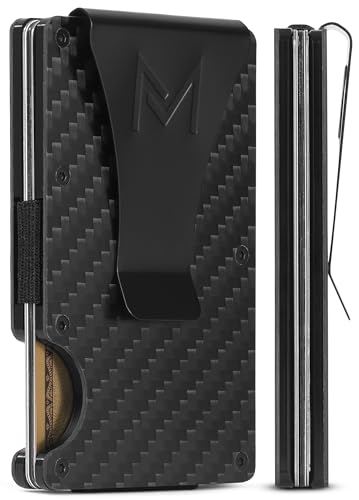 MESINA Schlanke minimalistische Geldbörse für Männer & Frauen mit Geldklammer – RFID-blockierende Metallgeldbörse – Kratzfeste Kartenhalter-Brieftasche – Fronttasche Geldbörse, Matte Kohlefaser, von MESINA