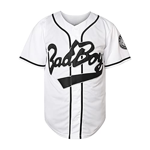 10 Smalls Bad Boy Trikot 90er Jahre Hip Hop Film Baseball Trikot für Herren S-XXXL, Weiss/opulenter Garten, L von MESOSPERO