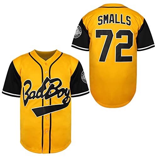 Biggie Small Jersey 10 Bad Boy Shirt 90er Jahre Hip Hop Kleidung genäht Film Baseball Trikot, gelb, XX-Large von MESOSPERO