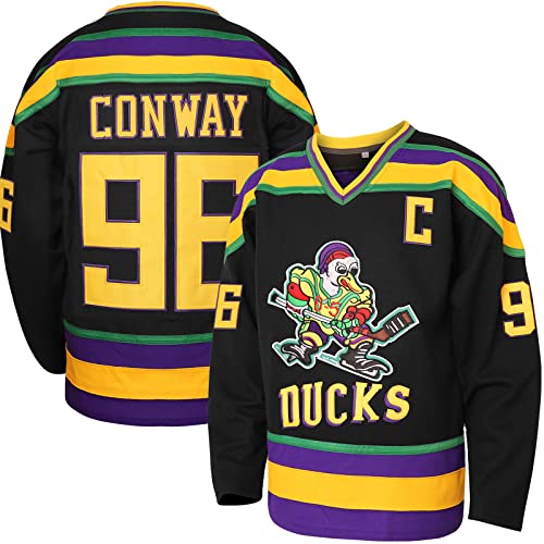 Charlie Conway # 96 Mighty Ducks Adam Banks # 99 Movie Eishockey Trikot grün weiß - Schwarz - Groß von MESOSPERO