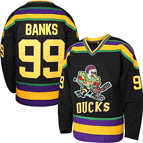 Charlie Conway # 96 Mighty Ducks Adam Banks # 99 Movie Eishockey Trikot grün weiß - Schwarz - Klein von MESOSPERO