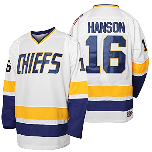 Herren Hanson Brother 16 Jack 17 Steve 18 Jeff Charlestown Chiefs Stitched Movie Hockey Trikots - - Mittel von MESOSPERO