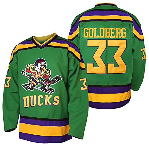 Herren Mighty Ducks 33 Greg Goldberg 96 Charlie Conway 99 Adam Banks genähte Eishockey-Trikots - - Klein von MESOSPERO