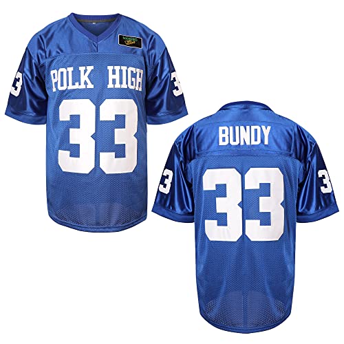 MESOSPERO Al Bundy 33 Polk High Herren Fußball Trikot Blau Sportshirt 90er Hip Hop Kleidung S-3XL, 33 Al Blau, 3X-Groß von MESOSPERO