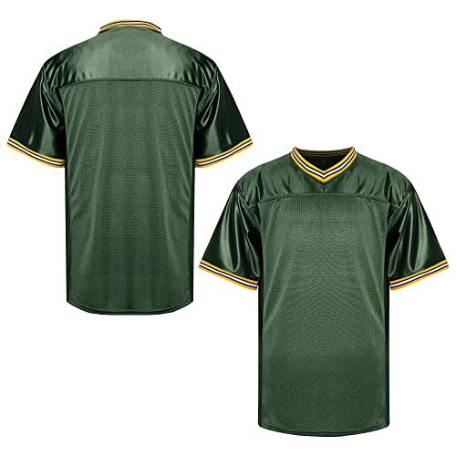 MESOSPERO Blanko-Fußball-Trikot, Herren 90er Jahre Hip Hop für Party Übung Sport T-Shirt Schwarz Weiß Rot Grün S-3XL, #Blank-Army Green, 3X-Groß von MESOSPERO