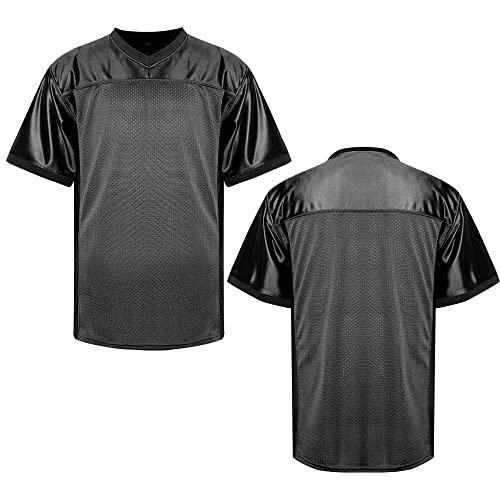 MESOSPERO Leere Fußball-Trikots für Herren, Mesh-Polyester, einfarbig, Fußball-Shirt, Pullover, Sportbekleidung, S-3XL, Schwarz, Weiß, Grau, #Blank Black, 3X-Groß von MESOSPERO