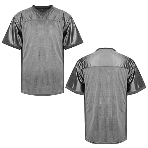 MESOSPERO Leere Fußballtrikots für Herren, Netz-Polyester, einfarbig, Fußballtrikot, Pullover, Sportkleidung, S-3XL, Schwarz, Weiß, Grau, #Blank Grey, 3X-Groß von MESOSPERO