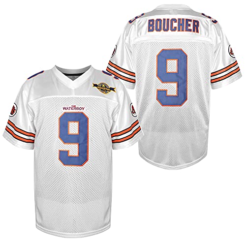 PHM Men The Waterboy 9 Bobby Boucher 50th Anniversary Movie Mud Dogs Bourbon Bowl Football Trikots Stitched S-XXXL, Weiss/opulenter Garten, L von MESOSPERO