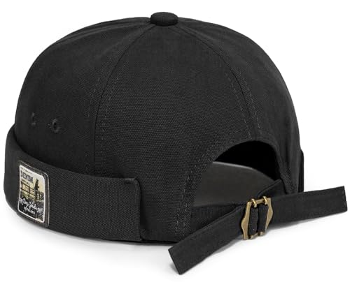 MESU Brimless Docker Cap für Männer Sailor Cap Retro No Brim Hat Skullcap Beanie Hat C-Schwarz von MESU