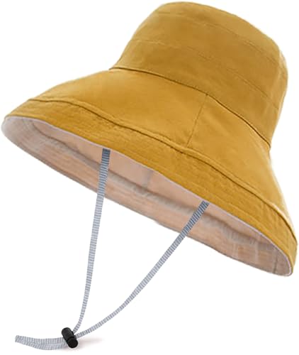 MESU Damen Eimer Hut UV Sonnenschutz Wide Brim Fishing Cap Faltbarer Floppy Sonnenhut, Reversible Doppelseitige Abnutzung Gelb MESU Damen Eimer Hut UV Sonnenschutz Wide Brim Fishing Cap Faltbarer Floppy Sonnenhut, Reversible Doppelseitige Abnutzung Gelb von MESU