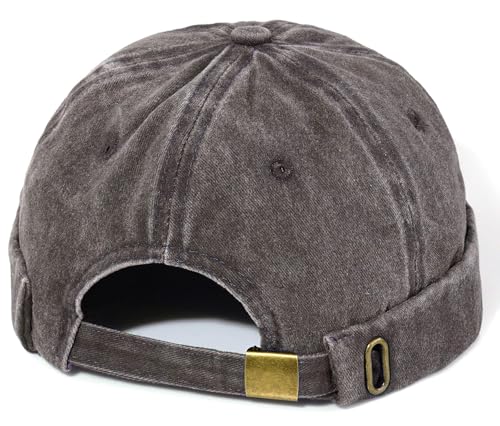 MESU Herren Docker Cap Brimless Hüte Arbeiter Sailor Cap Rolled Manschette Retro Beanie Hut Kaffee von MESU