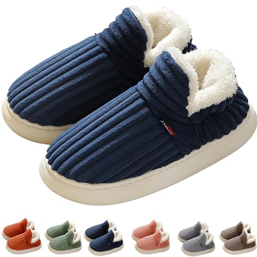 METERTREE Wolkenähnliche Cozy Pillow Warm Fuzzy Hausschuhe, Warm Slippers Ankle Slippers für Frauen und Männer, Dunkelblau, 9-9.5 Frauen/8-8.5 Männer von BeerMmay
