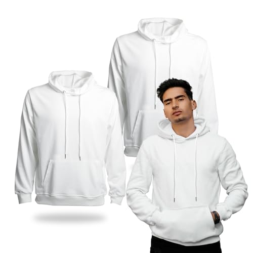 METFUIN 2er-Pack Polyester-Kapuzenpullover für Erwachsene, für Sublimation, weiß, blanko, Kapuzen-Sweatshirt, Weiss/opulenter Garten, XX-Large von METFUIN
