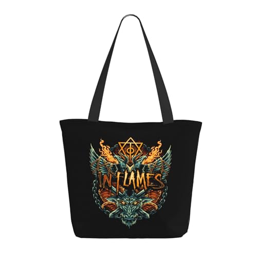 Damen Flames Metal Band Shopper Einkaufstasche mit Reißverschluss Einkaufs- und Pendlerhandtasche für Frauen Damen Flames Metal Band Shopper Einkaufstasche mit Reißverschluss Einkaufs- und Pendlerhandtasche für Frauen von METUIPASAIT