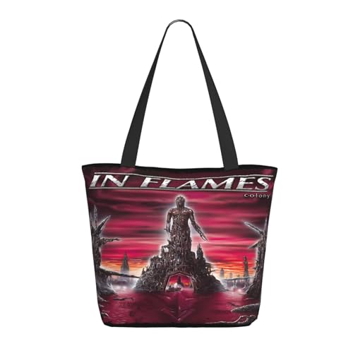 Damen Flames Metal Band Shopper Einkaufstasche mit Reißverschluss Einkaufs- und Pendlerhandtasche für Frauen Damen Flames Metal Band Shopper Einkaufstasche mit Reißverschluss Einkaufs- und Pendlerhandtasche für Frauen von METUIPASAIT