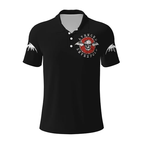 METUIPASAIT Männer Avenged Metal Band Polohemd Klassisches Polo Ganztarifdruck Design für einen auffälligen Sommer-Look Mehrfarbig XX-Large von METUIPASAIT