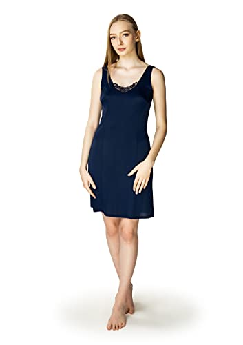 MEWA Unterkleid Damen. Negligee Damen mit Viskosa Seide. Sexy Unterrock für Frauen. Vielen Farben und Größen. (Navy blau, 42) von MEWA