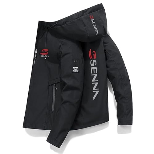 MEWVABKW Leichte Herrenjacke Ayr.ton-Sen.na Kapuzenjacke Winddicht Sportbekleidung Langarm mit Reißverschluss Top (black,M) von MEWVABKW